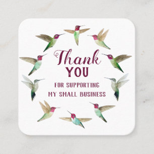 Anna's Hummingbirds Thank You Business Cards スクエア名刺
