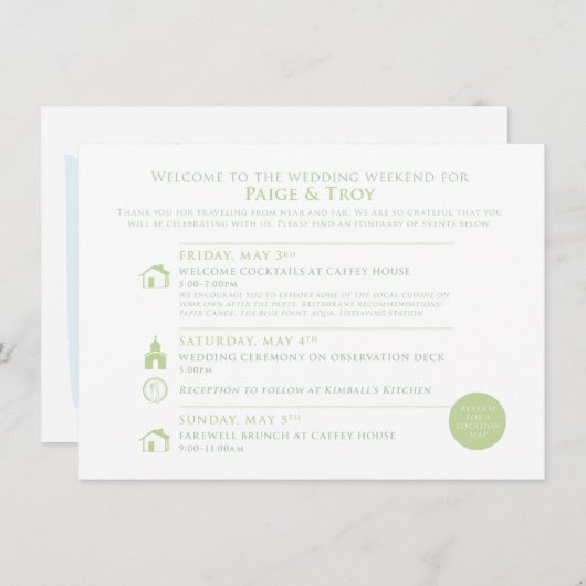 ANNEのオーダーメイドウェルカムマップ結婚式カード エンクロージャーカード (正面/裏面)