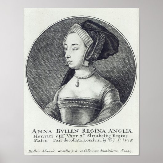 Anne Boleyn, etched by Wenceslaus Hollar, 1649 ポスター (正面)