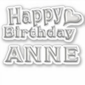 Anne Happy Birthday silver Aufkleber Sticker シール (正面)