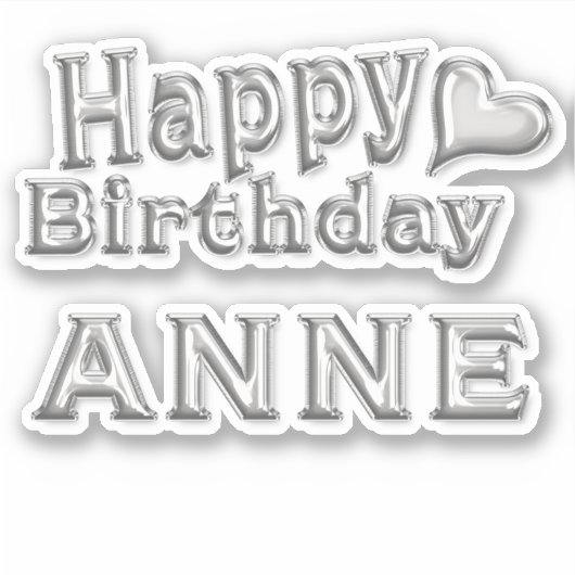 Anne Happy Birthday silver Aufkleber Sticker シール (正面)
