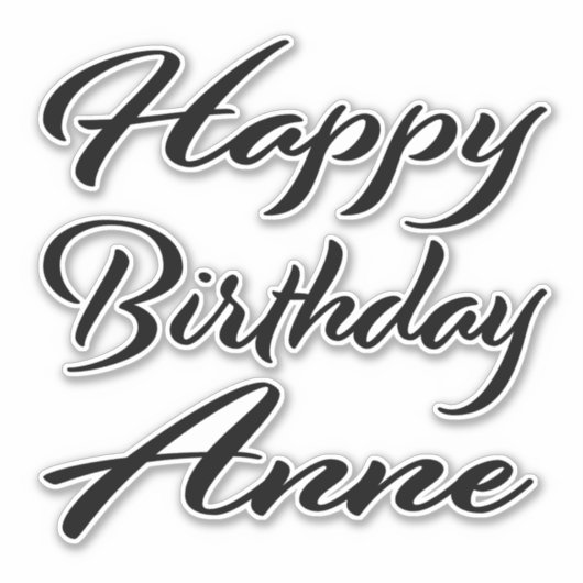 Anne Name Vorname black Sticker Geburtstag シール (正面)