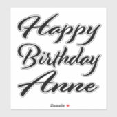 Anne Name Vorname black Sticker Geburtstag シール (シート)