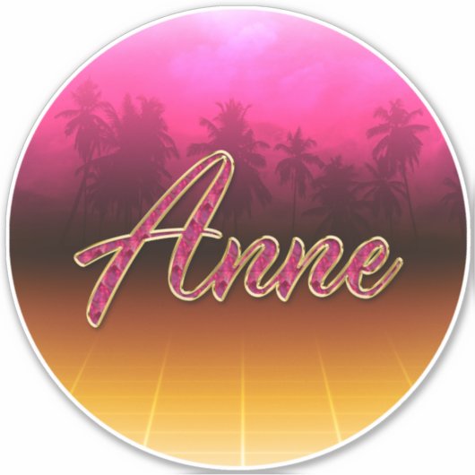Anne Vorname Name golden pink Aufkleber Sticker シール (正面)