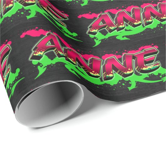 Anne Vorname Name Graffiti red green ラッピングペーパー (ロールコーナー)