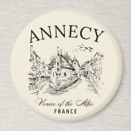 Annecy Canals Art – Retro French Alps Souvenir マグネット