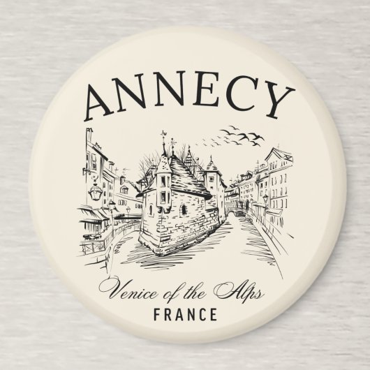 Annecy Canals Art – Retro French Alps Souvenir マグネット