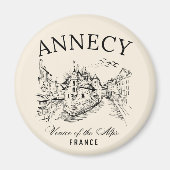 Annecy Canals Art – Retro French Alps Souvenir マグネット (正面)