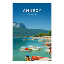 Annecy, France, Poster style rétro-chic ポスター