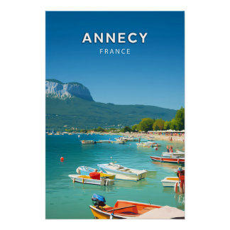 Annecy, France, Poster style rétro-chic ポスター