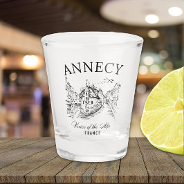 Annecy Retro Art – Venice of the Alps Typography ショットグラス
