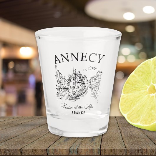 Annecy Retro Art – Venice of the Alps Typography  ショットグラス