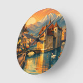 Annecy Ville ラウンド壁時計 (傾斜)