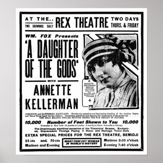 Annette Kellerman 1918ヴィンテージ広告ポスター ポスター (正面)