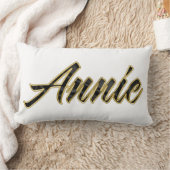 Annie black gold Lettering Kissen Deko ランバークッション (ブランケット)
