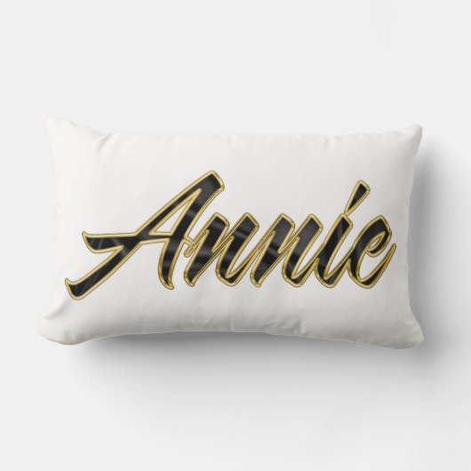Annie black gold Lettering Kissen Deko ランバークッション (正面)