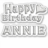 Annie Happy Birthday silver Aufkleber Sticker シール (正面)