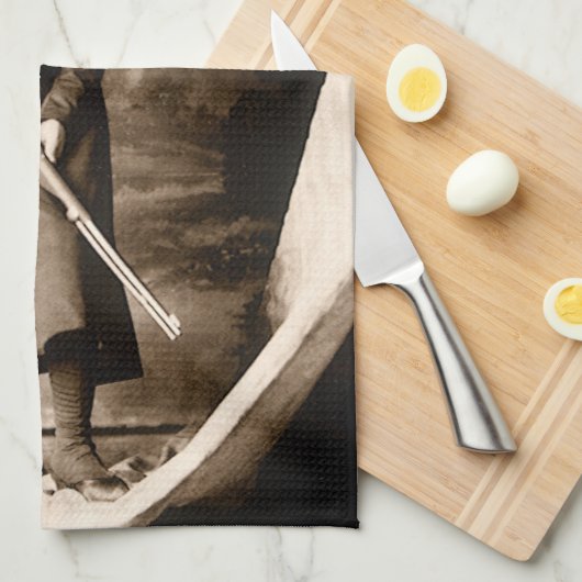 Annie Oakley恋しく思とGun、ヴィンテージ写真ポートレート キッチンタオル (四つ折り)