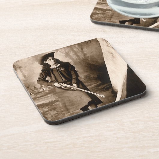 Annie Oakley恋しく思とGun、ヴィンテージ写真ポートレート コースター (左側)