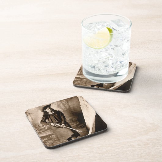 Annie Oakley恋しく思とGun、ヴィンテージ写真ポートレート コースター (右側)