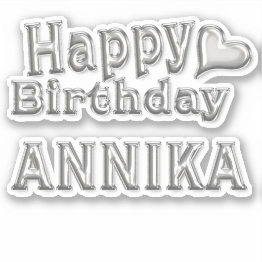 Annika Happy Birthday silver Aufkleber Sticker シール (正面)