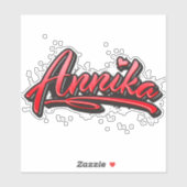 Annika red Heart Graffiti Aufkleber Sticker シール (シート)