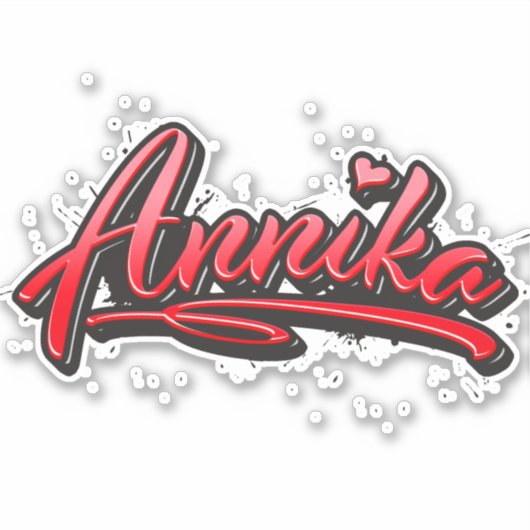 Annika red Heart Graffiti Aufkleber Sticker シール (正面)