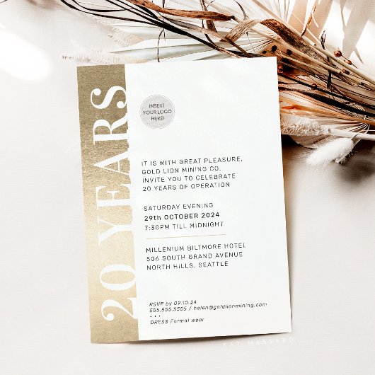 ANNIVERSARYイベントモダンロミニマルゴ金ゴールドブラック 招待状