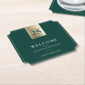 ANNIVERSARYビジネス企業のホワイトグリーン金ゴールド ペーパーコースター (アングル)