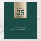 ANNIVERSARYビジネス企業のホワイトグリーン金ゴールド ワインラベル (シングルラベル)