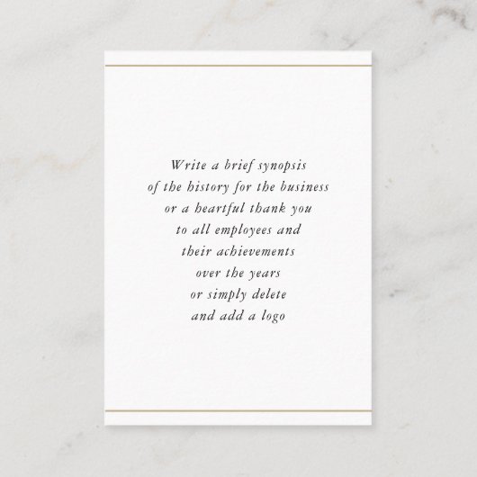 ANNIVERSARYビジネス企業のホワイトブラック金ゴールド 名刺 (裏面)