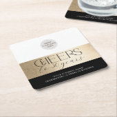 ANNIVERSARY企業のビジエレガントネスブラック金ゴールド スクエアペーパーコースター (アングル)