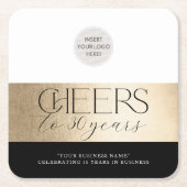 ANNIVERSARY企業のビジエレガントネスブラック金ゴールド スクエアペーパーコースター (正面)