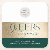 ANNIVERSARY企業のビジネスエレガントのグリーン金ゴールド スクエアペーパーコースター (正面)