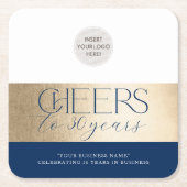 ANNIVERSARY企業の事務エレガント海軍金ゴールド スクエアペーパーコースター (正面)