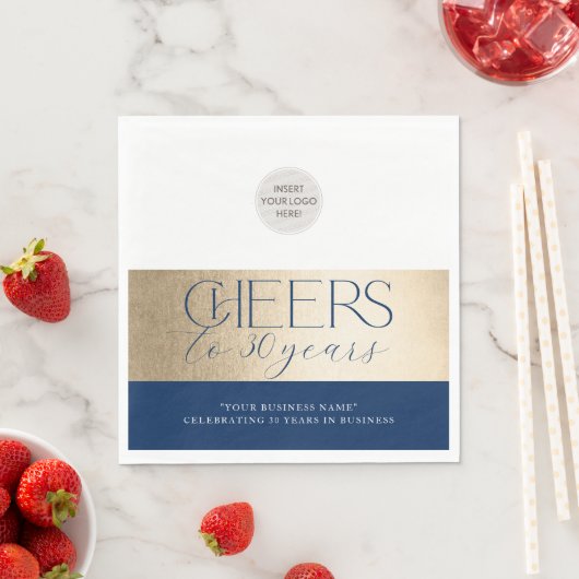 ANNIVERSARY企業の事務エレガント海軍金ゴールド スタンダードランチョンナプキン (インサイチュ)