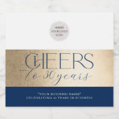 ANNIVERSARY企業の事務エレガント海軍金ゴールド スパークリングワインラベル (シングルラベル)