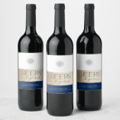 ANNIVERSARY企業の事務エレガント海軍金ゴールド ワインラベル (ボトル)