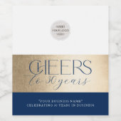 ANNIVERSARY企業の事務エレガント海軍金ゴールド ワインラベル (シングルラベル)