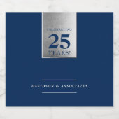 ANNIVERSARY企業の businessホワイト・ネイビー・シルバー スパークリングワインラベル (シングルラベル)