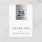 ANNIVERSARY企業の businessホワイト・ネイビー・シルバー 名刺 (正面)