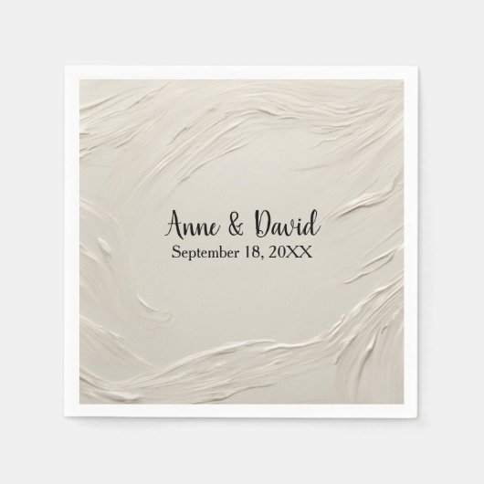 Anniversary抽象芸術アイボリーテクスチャ スタンダードカクテルナプキン (正面)