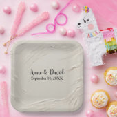 Anniversary抽象芸術アイボリーテクスチャ ペーパープレート (パーティー)