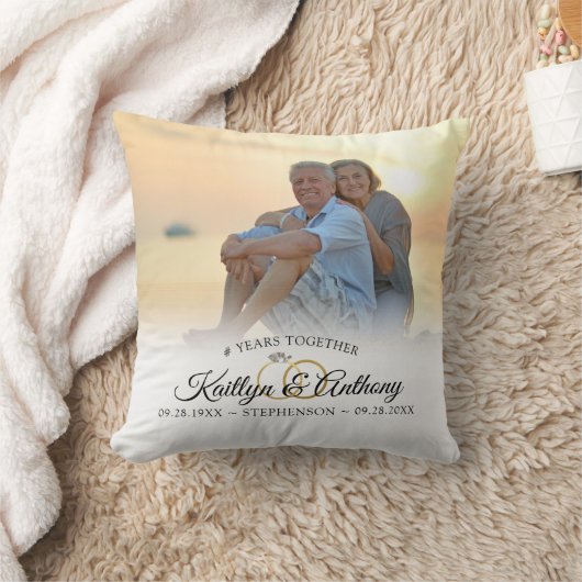 Anniversary エレガント 2 Photo Writhl Script クッション (ブランケット)