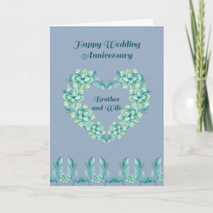 Anniversary 結婚's Card for Brother & Wife, Blue カード