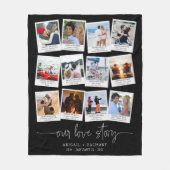 Anniversary 12 Photo Snapshot Frame OUR LOVE STORY フリースブランケット (正面)