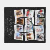 Anniversary 12 Photo Snapshot Frame OUR LOVE STORY フリースブランケット (正面(横))