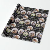 Anniversary 5 Photo Collage Purple Black Faux Gold ラッピングペーパー (アンロールド)