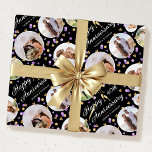 Anniversary 5 Photo Collage Purple Black Faux Gold ラッピングペーパー<br><div class="desc">Make your anniversary gift extra special with this unique wrapping paper, ready for you to personalize with five of your favorite photos, the wedding anniversary year and couple's names. This fun and stylish design features confetti hearts and Champagne glasses and comes in purple. lilac and white, with faux gold elements...</div>