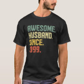 Anniversary Awesome Husband Since 1999 Retro Tシャツ (正面)